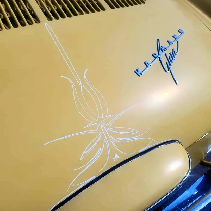 Florida's Freddie Villa Pinstriping on a  Karmann Ghia .Florida 33563