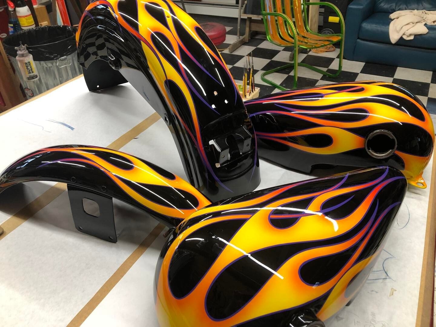 Airbrush Art Flames & Pinstriping  by Nub Grafix NEW YORK