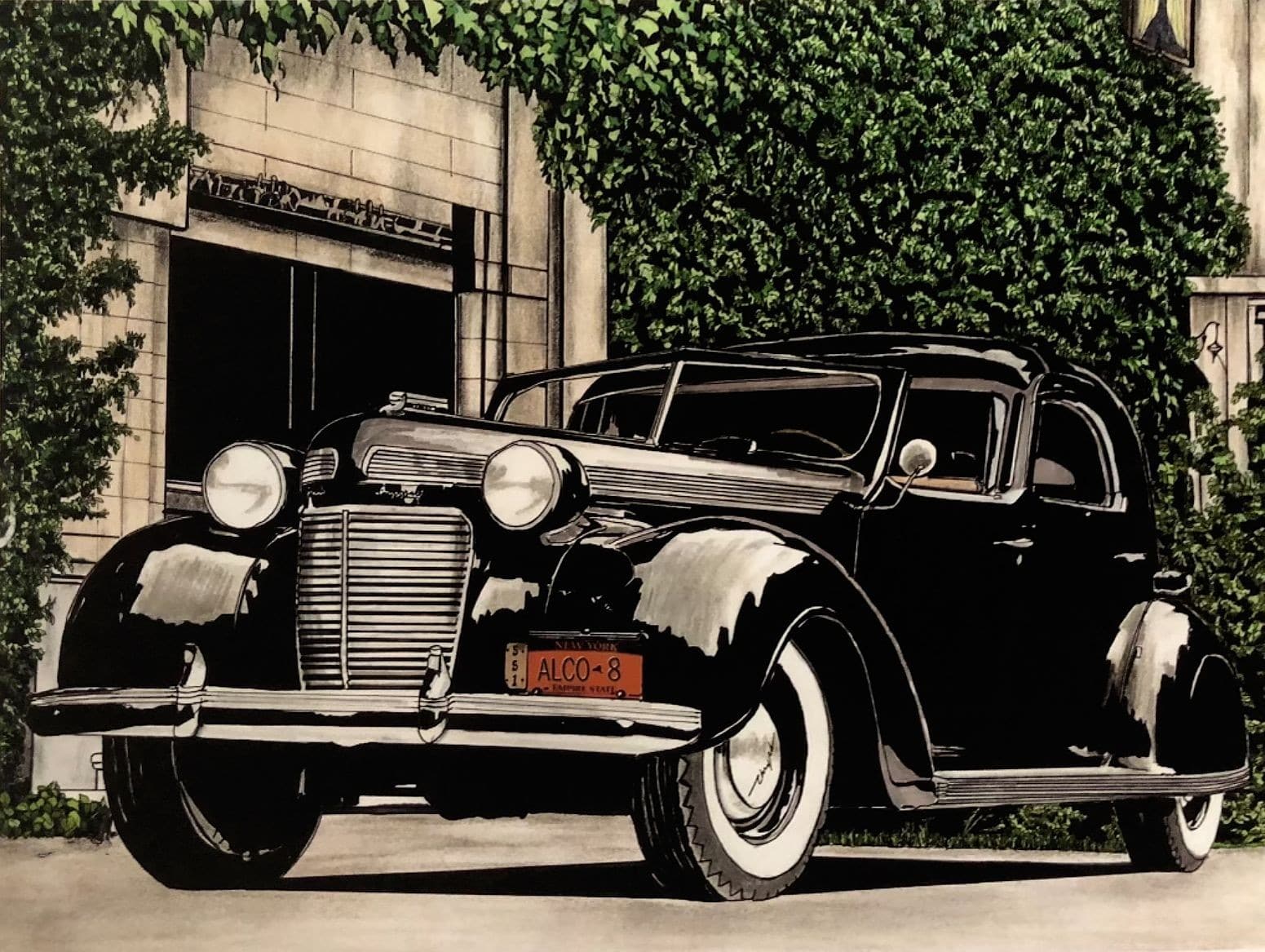 Hand drawings of classic cars by John Cuocco