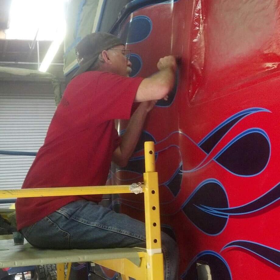 Brad Pinstriping The Transformers Optimus Prime
