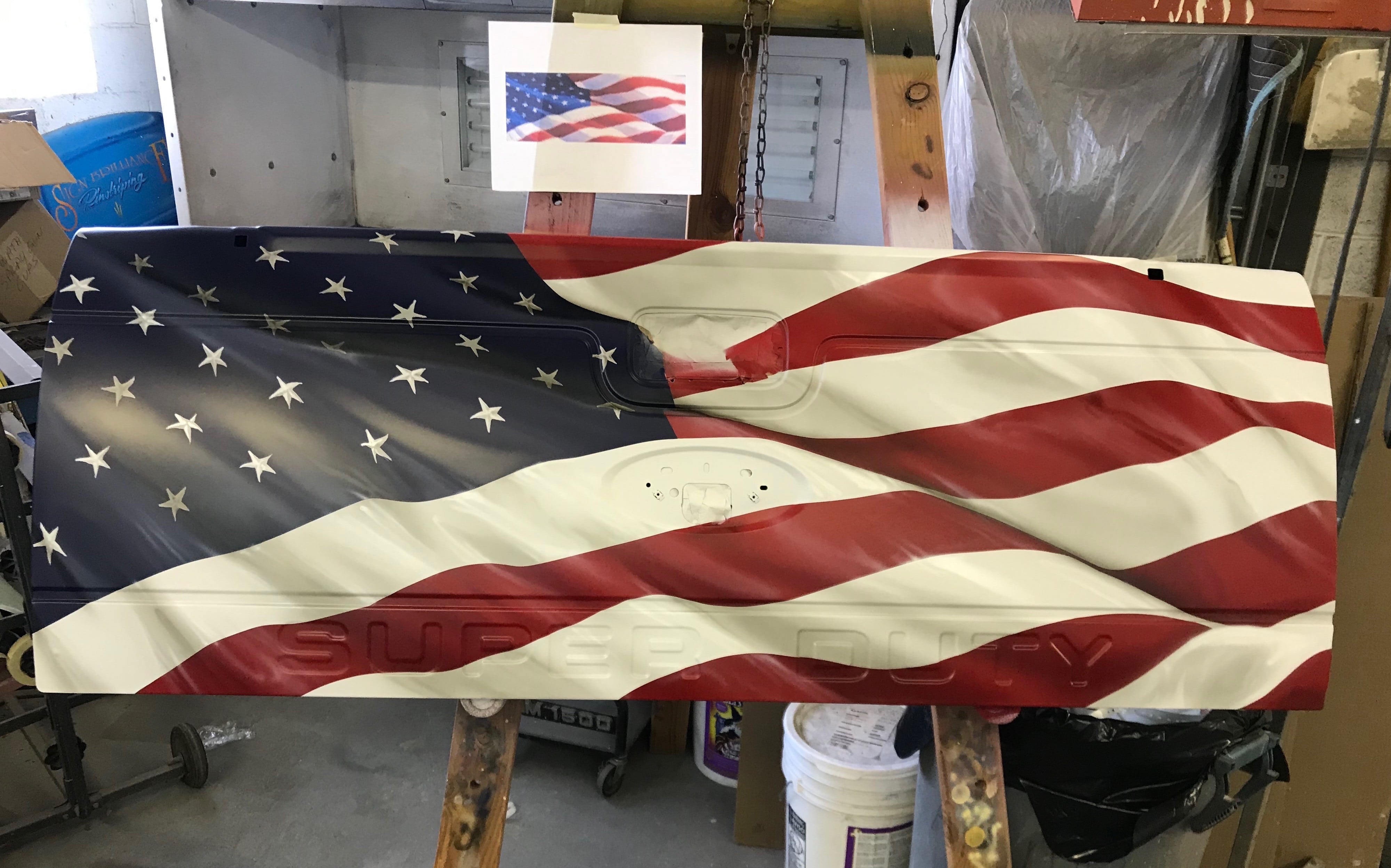 American Flag airbrushed by Paul Quinn  PENNSYLVANIA