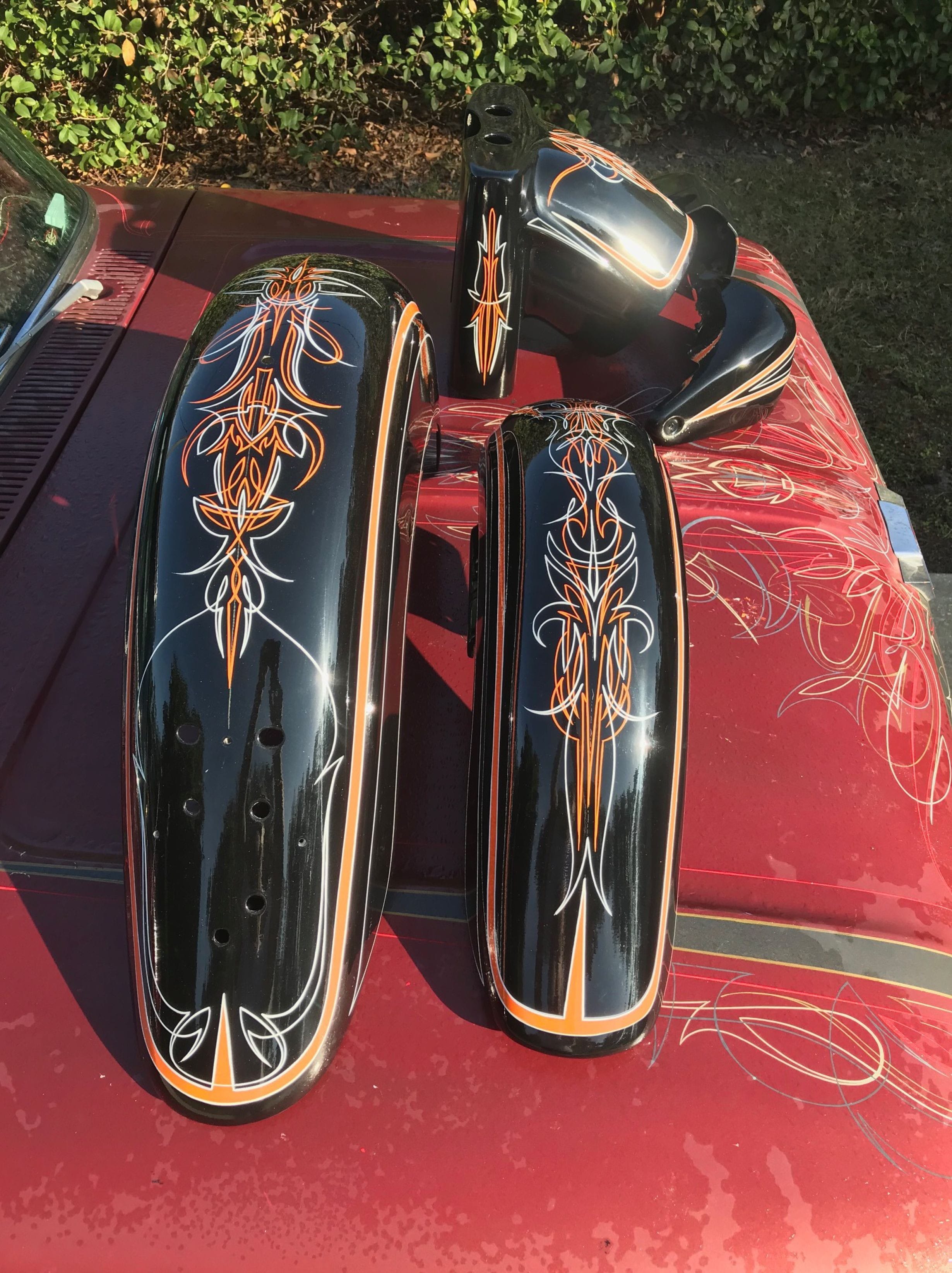 Palm Coast Eddie Pinstriping on a Harley Davidson is from 14 Falls Place, Palm Coast, FL 32135